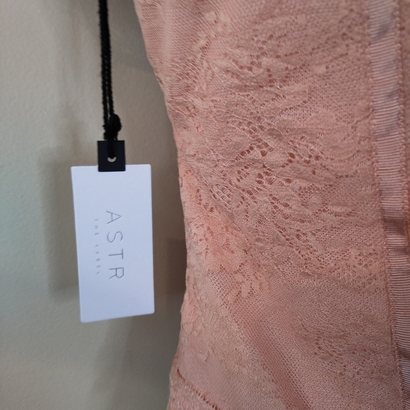 Astr Lacie Illusion Lace Bodysuit Dusty Pink Bustier M NEW - Picture 10 of 13